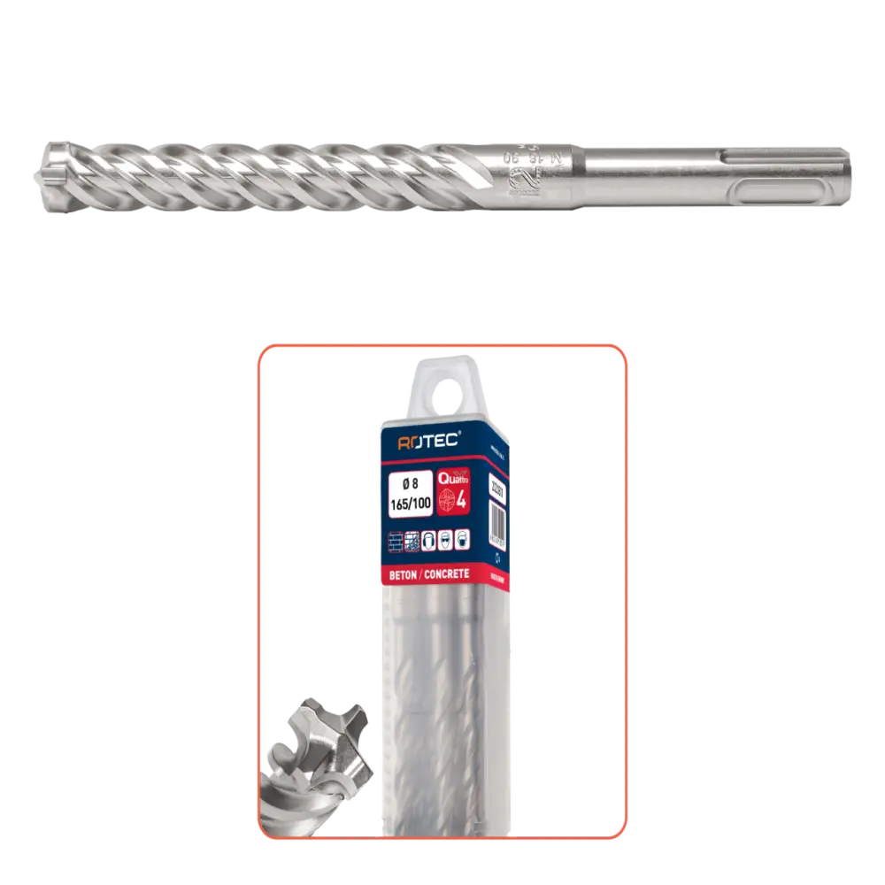 ROTEC Hamerboor, SDS-plus, QUATTRO-X 4-snijder in box (10 stuks)