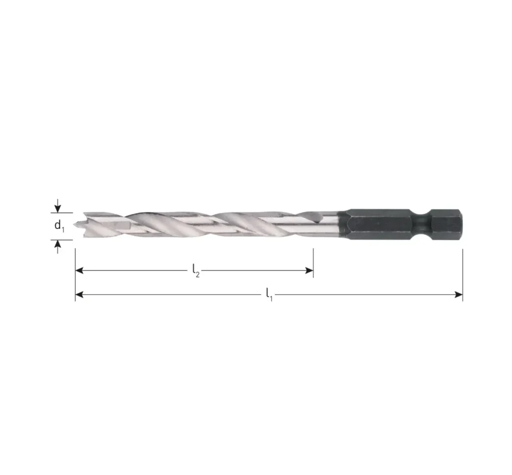 ROTEC Houtspiraalboor, 1/4" (E6.3) bitopname, in EV-pack - specificaties