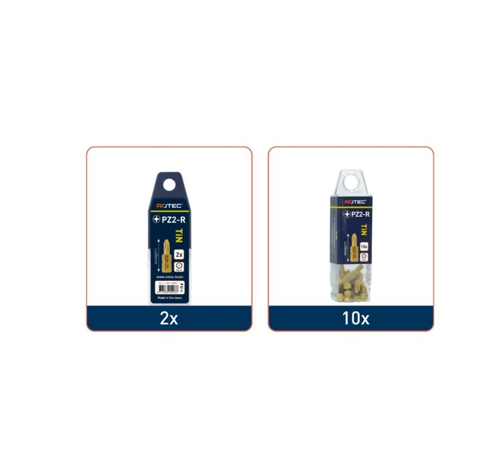 ROTEC Schroefbit 'TiN', C6.3, gereduceerd, PZ 2R - specificaties 2